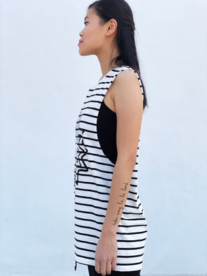 (S/S 2020) Empty All The Cages sleeveless tee in CREAM/BLACK STRIPE