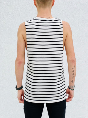 (S/S 2020) Empty All The Cages sleeveless tee in CREAM/BLACK STRIPE