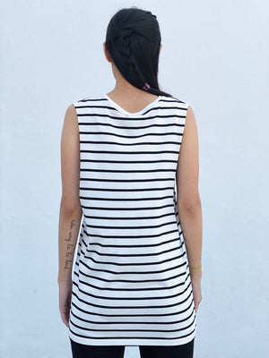 (S/S 2020) Empty All The Cages sleeveless tee in CREAM/BLACK STRIPE