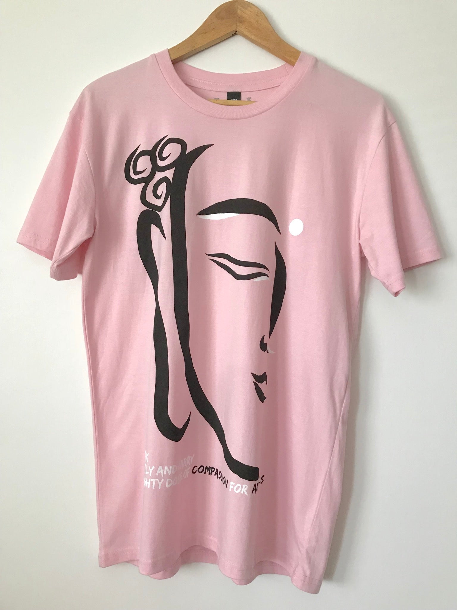 Buddha, love, compassion, vegan, fashion, animal rights, T-shirts, pink