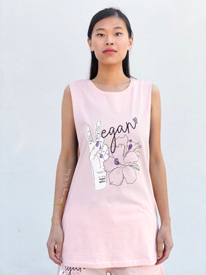 (S/S 2020) ✌🏼Vegan Hawaii sleeveless tee in PALE CORAL PINK