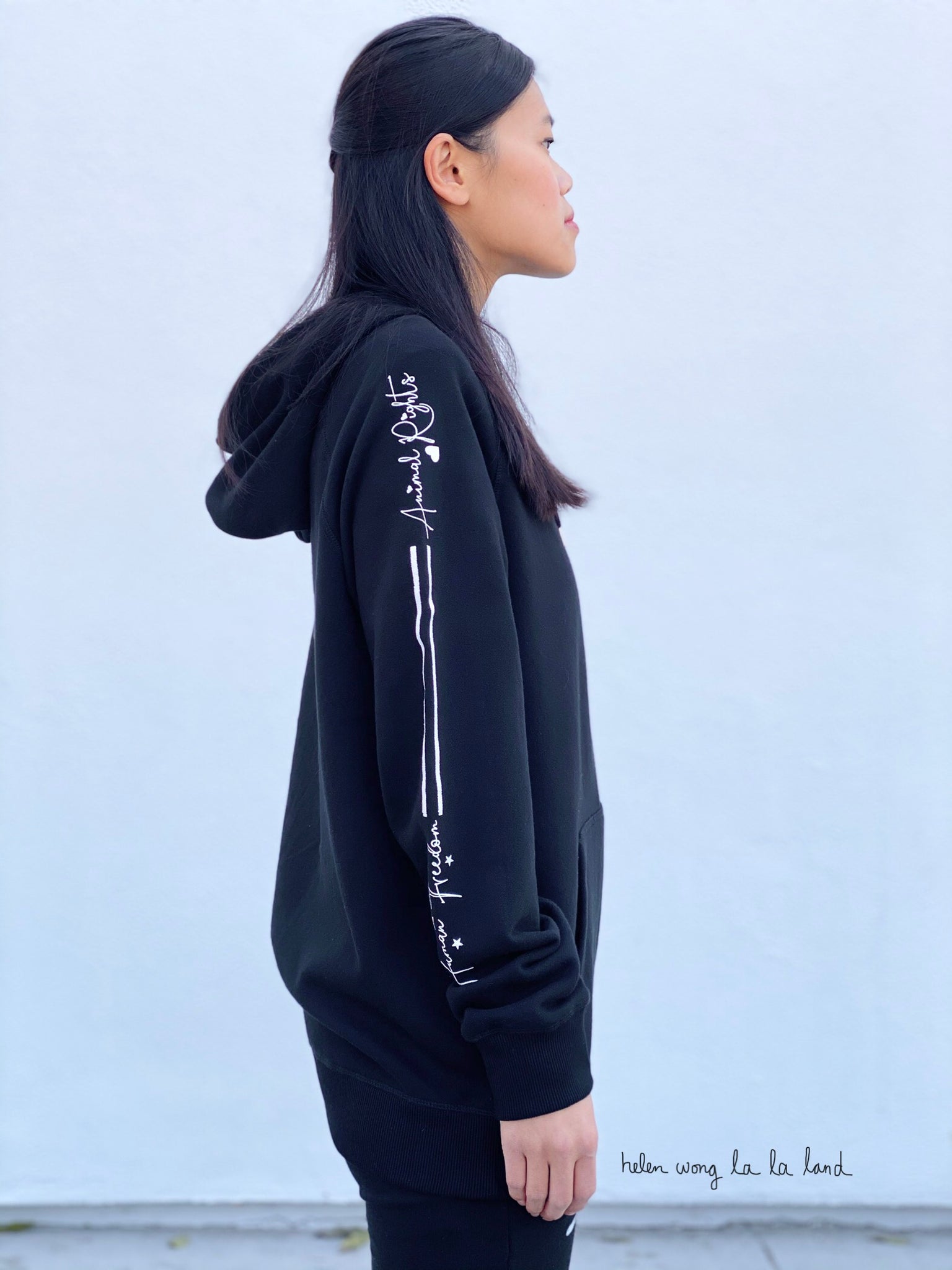 (S/S 2020) Human Freedom = Animal Rights hoodie in BLACK