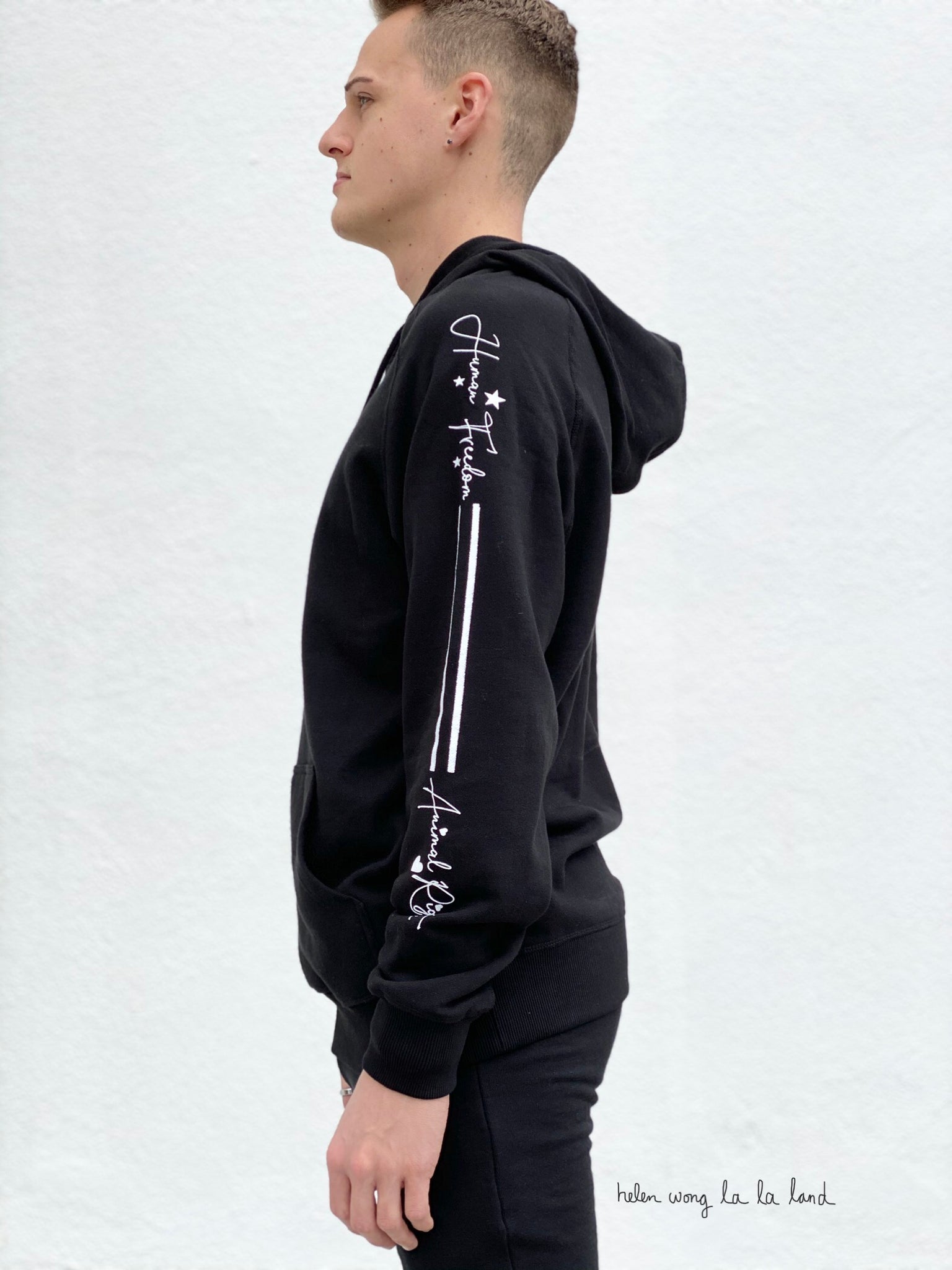 (S/S 2020) Human Freedom = Animal Rights hoodie in BLACK