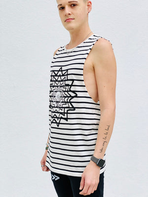 (S/S 2020) Empty All The Cages sleeveless tee in CREAM/BLACK STRIPE