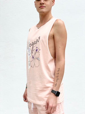 (S/S 2020) ✌🏼Vegan Hawaii sleeveless tee in PALE CORAL PINK m