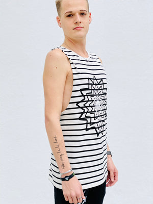 (S/S 2020) Empty All The Cages sleeveless tee in CREAM/BLACK STRIPE