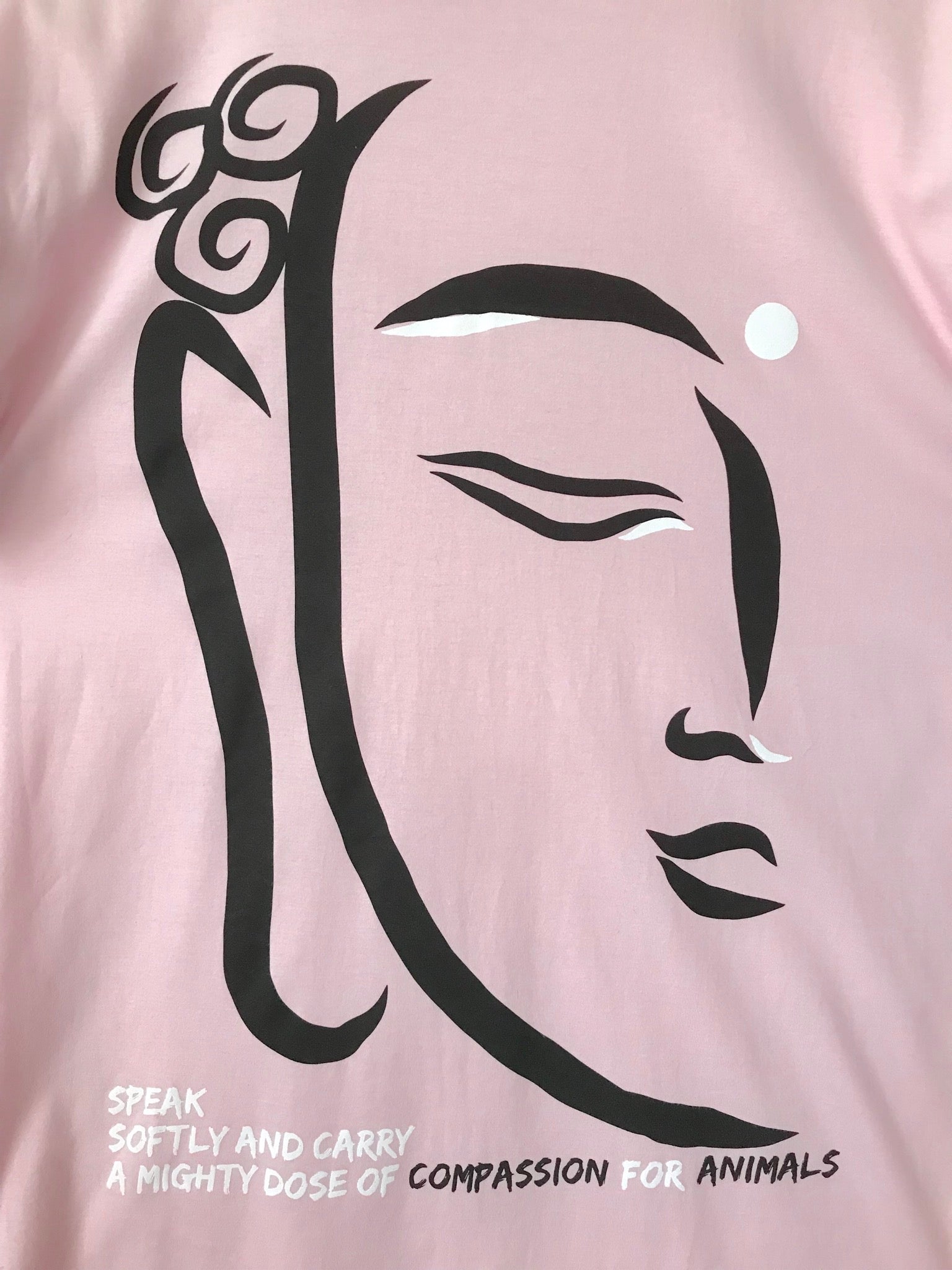 Buddha, love, compassion, vegan, fashion, animal rights, T-shirts, pink