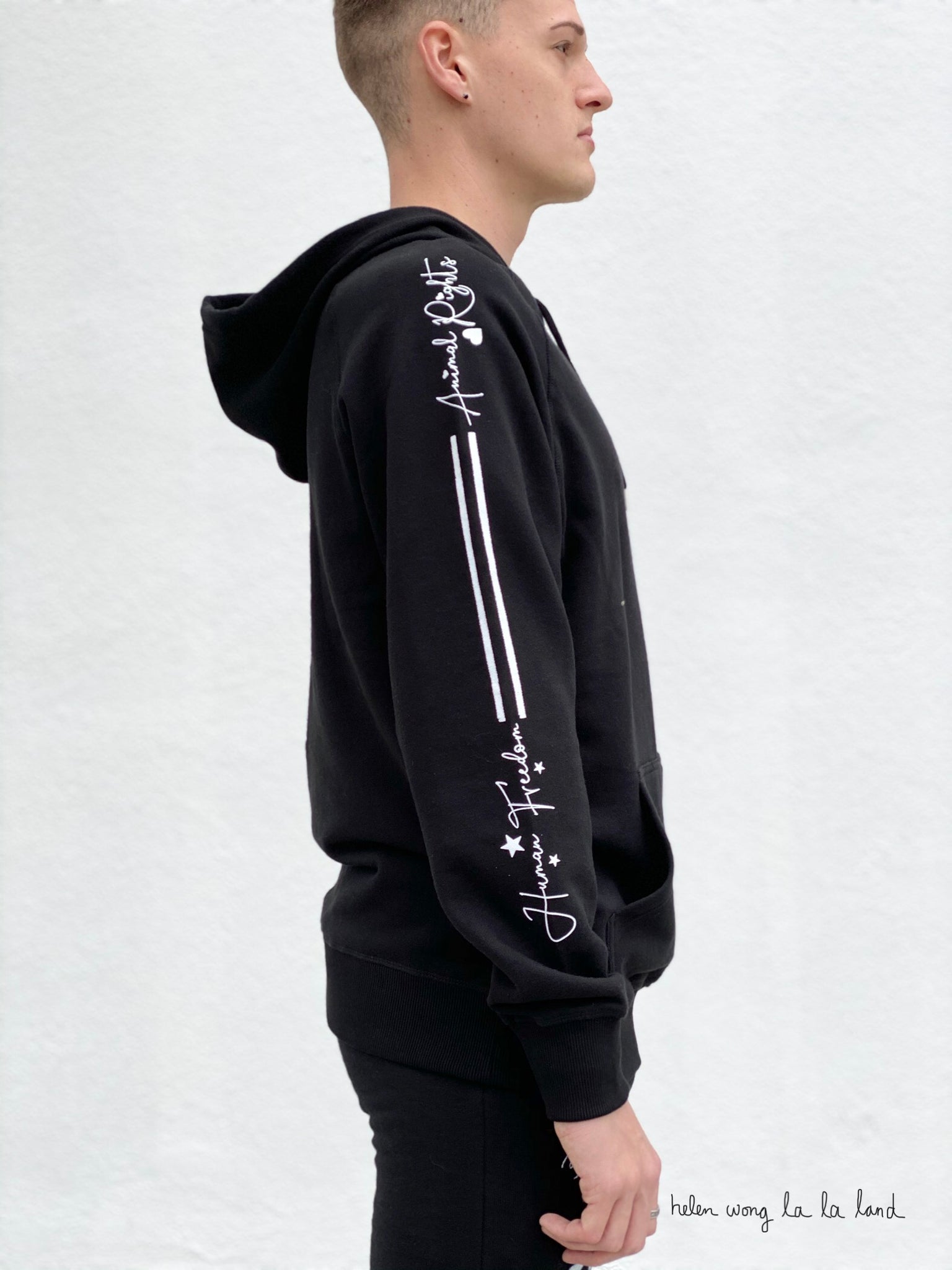 (S/S 2020) Human Freedom = Animal Rights hoodie in BLACK